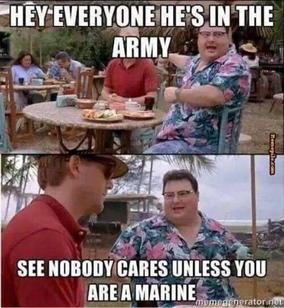 royal logistic corps memes - Hey Everyone He'S In The Army Memepilo.com See Nobody Cares Unless You Are A Marine memegenerator.net