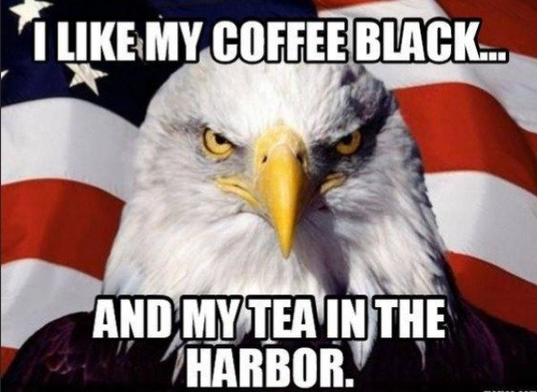 no knock knock jokes about america - 1 My Coffee Black. And Mytea In The Harbor.