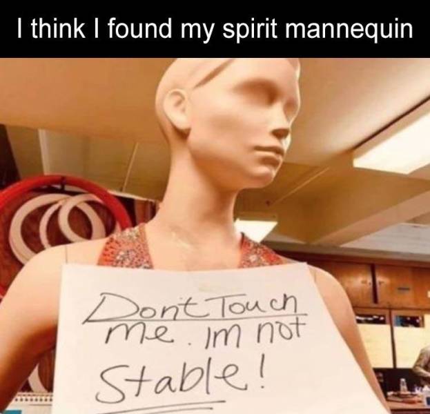 Humour - I think I found my spirit mannequin Dont Touch me. im not Stable!