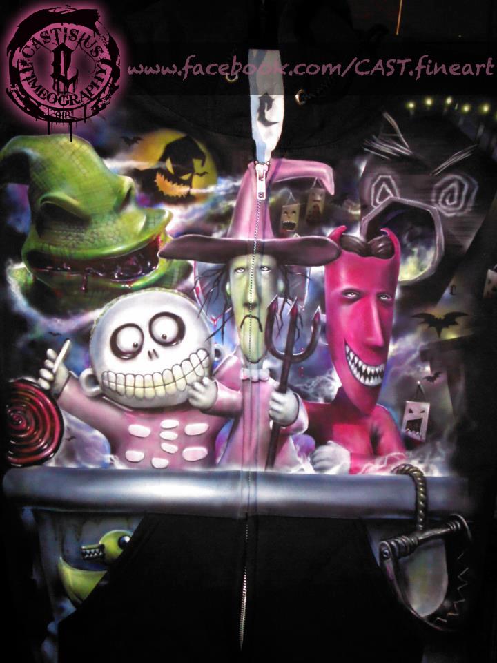 custom airbrushed NIGHTMARE BEFORE CHRISTMAS hoodie
message me for more info. 
  this was done earlier this year as well.