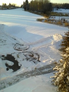 after shoveling the snow he leaves a present for the folks haha
