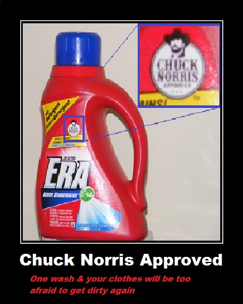 Chuck Norris approved, Era laundry detergent.