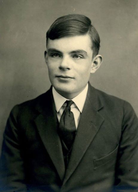 Young Alan Turing age 16 - founder of computer science, helped win World War II by decrypting the german coding machine Enigma. After the war he was tried in court for being gay, found guilty, forced to take castration pills, and then driven to commit suicide.