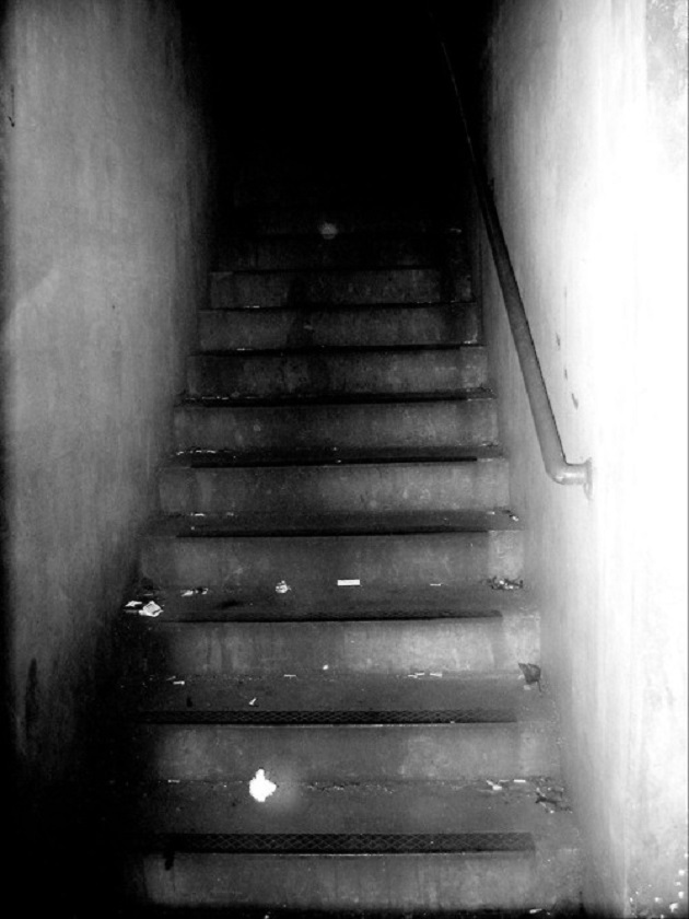 Stairs to hell: These stairs lead to the the mental therapy unit haunted by entities who died in the institution from malnutrition, beatings and EST. The institution in Wisconsin closed because of cut backs in government funding in 1918. The remaining patients were released to the community. Murders and molestation, within the area increased by 400 within the first 6 months of the closure of the institution.