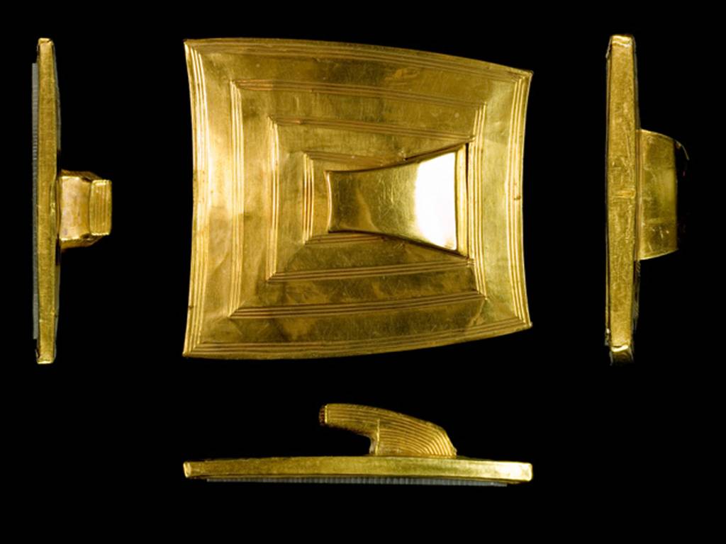 Ancient gold, discovered in March 2014Gold fitting for a dagger sheath around 1900 BC. found near Stonehenge
