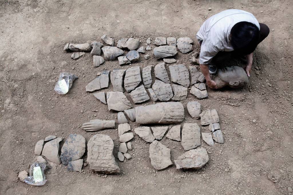 Terracotta warrior, discovered in June 2010Chinese archaeologists unearthed around 120 more clay figures in June 2010 excavations at the terracotta army site that surrounds the tomb of the nation's first emperor in the northwestern Shaanxi Province
