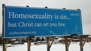See the billboard by the NEWEST HATE GROUP IN OHIO Southwest Baptist Church