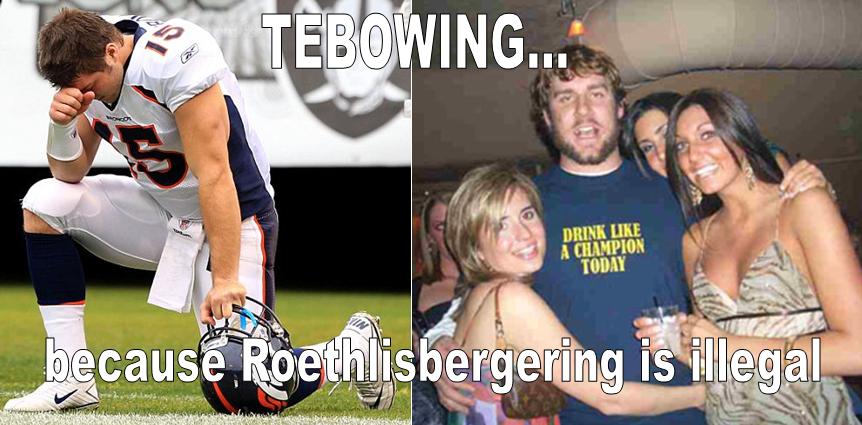 Tebowing...  Because Roethlisbergering is illegal.