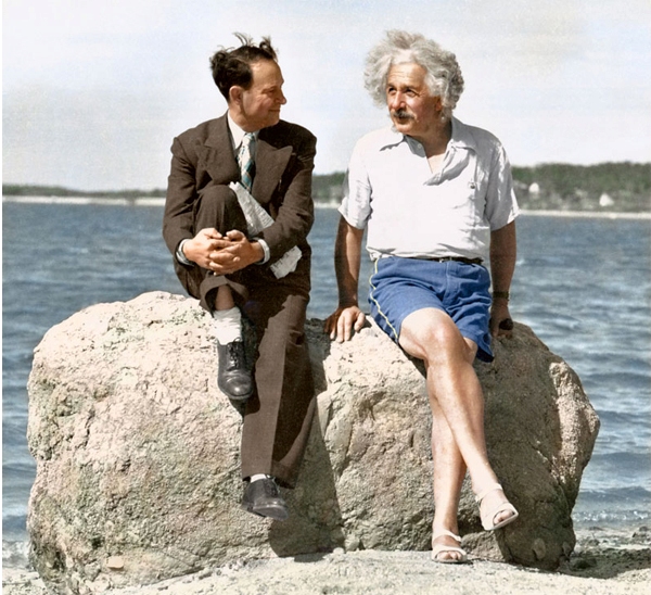 Albert Einstein with Dave Rothman in Long Island 1939