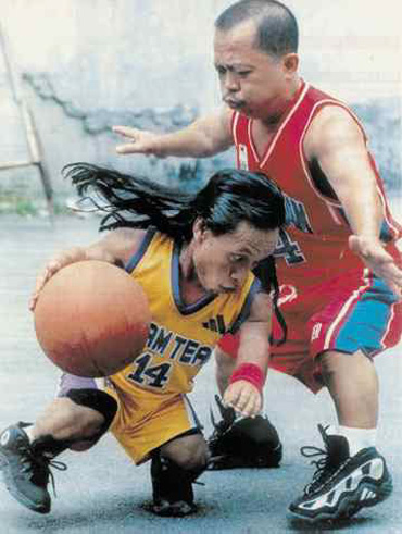 Asian midgets doing what they do best, playing basketball