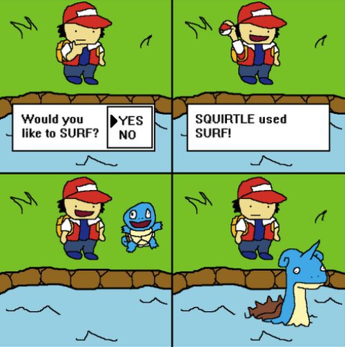 video game logic - Would you to Surf? Yes No Squirtle used Surf!