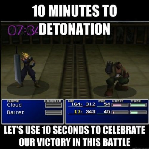 final fantasy 7 funny names - 10 Minutes To Detonation Hp Mp Time Name Cloud Barret 164 312 17 343 Limit 54 45 Let'S Use 10 Seconds To Celebrate Our Victory In This Battle
