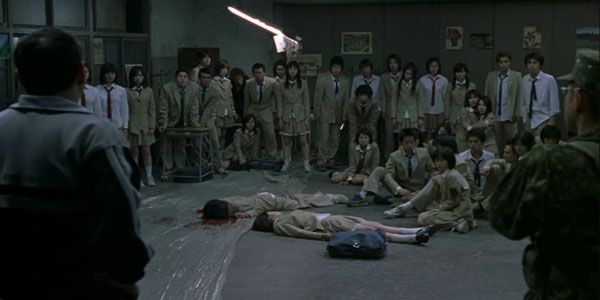 Battle Royale. The gruesome Japanese film is based on a book written in 1996, followed by a manga. It takes place in a futuristic authoritarian future, in which a class of schoolchildren are chosen each year to fight to the death under a governmental program. This movie truly pushed the boundaries like few films ever have, and has since been ripped off in the west. It is not only banned in several countries, but took 11 years to reach the U.S. and Canada. Unfortunately, the purpose isn't gratuitous violence, but a strong message on unchecked governments and a complacent public.