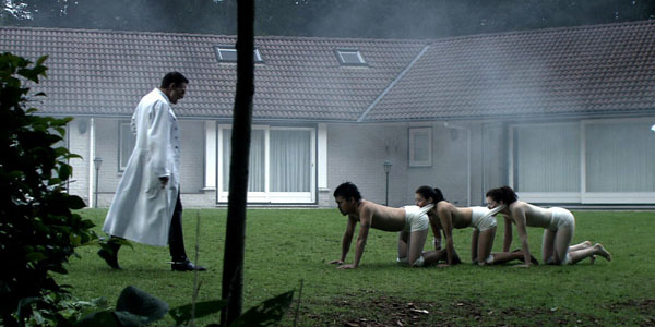 Human Centipede. Not exactly so graphic a film except for the fact that you have three individuals sewn ass-to-mouth. The idea for this film came about while the director made a joke about punishing a child molester by stitching his mouth to the anus of a truck driver.