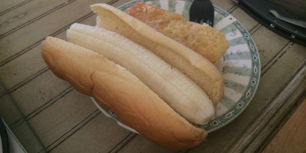 banana in place of a hot dog.