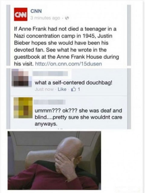 funniest facebook post ever - Cnn 3 minutes ago If Anne Frank had not died a teenager in a Nazi concentration camp in 1945, Justin Bieber hopes she would have been his devoted fan. See what he wrote in the guestbook at the Anne Frank House during his visi