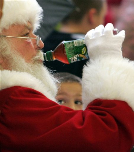 Sneak a Drink Santa. Even a bunch of dumb fourth graders realize there’s something wrong with brown bottled water.
