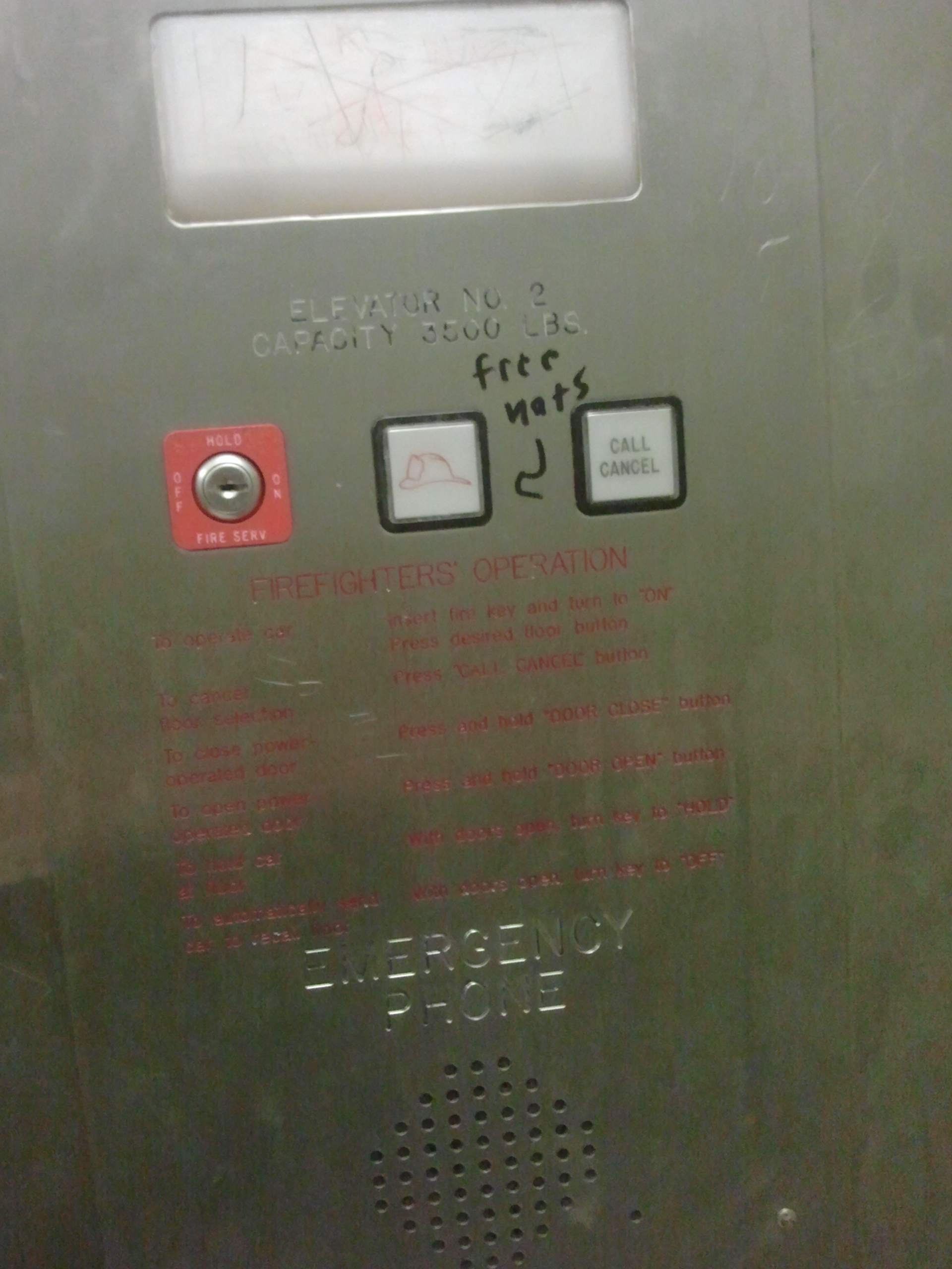 Free hats in elevator? Seems legit.