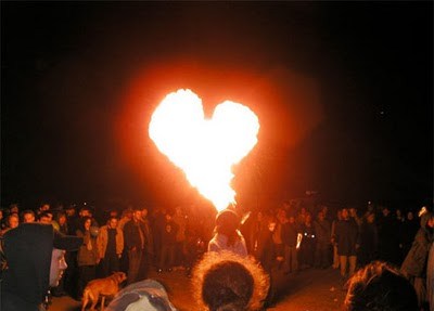 perfect timing fire shaped like a heart