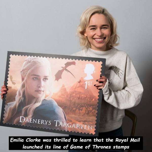 game of thrones stamps - Daenerys Targaryen Emilia Clarke was thrilled to learn that the Royal Mail launched its line of Game of Thrones stamps
