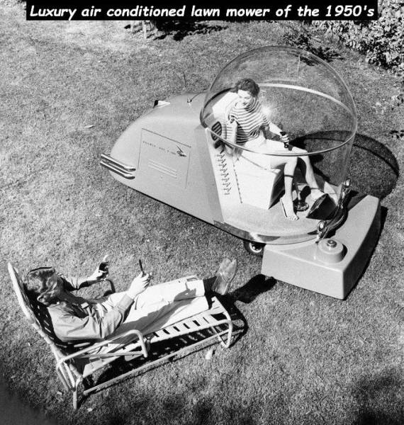 1950s lawn mower - Luxury air conditioned lawn mower of the 1950's