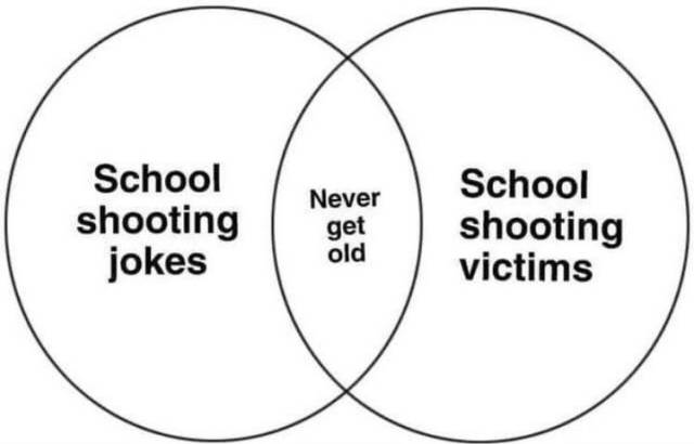 Never School shooting jokes get School shooting victims old