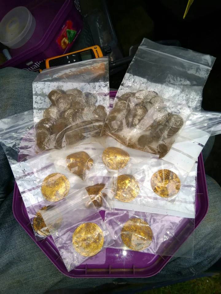 Gold coins in plastic bags