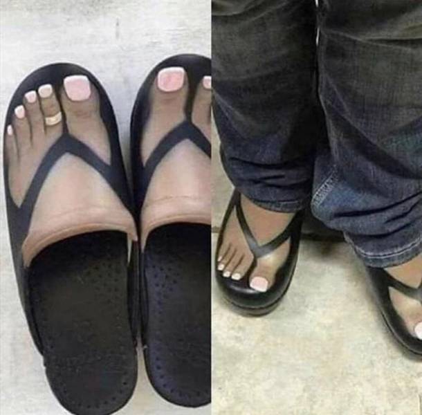 flip flops with fake feet