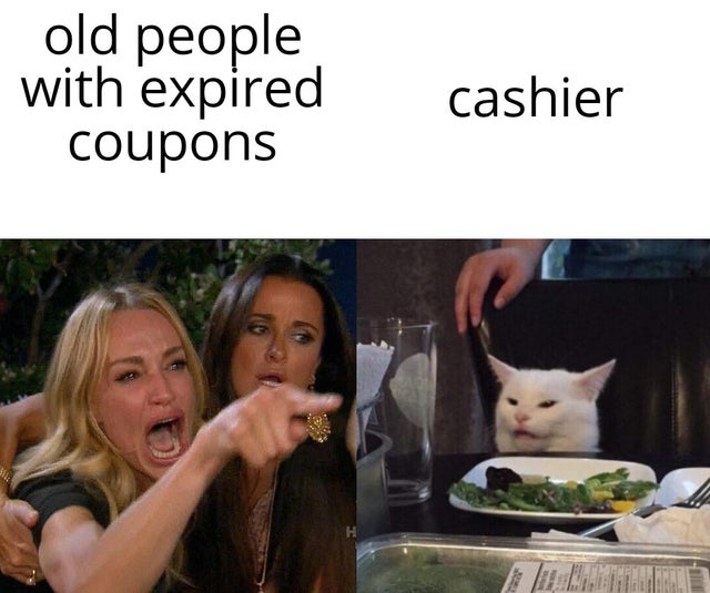 old people with expired coupons cashier Tale