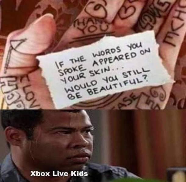 if the words you spoke appeared on your skin meme - Ihc If The Words you Spoke Appeared On Your Skin.. Would You Still Be Beautiful? Xbox Live Kids