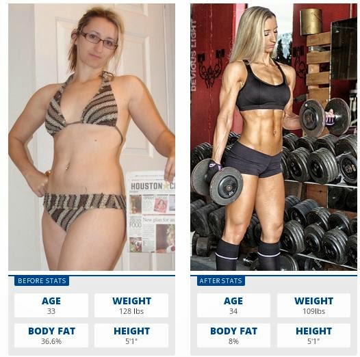 female body transformation plan - Evious Houston Ci Before Stats After Stats Age 33 Weight 128 lbs Age 34 Weight 1091bs Body Fat 36.6% Height 51 Body Fat 8% Height 51