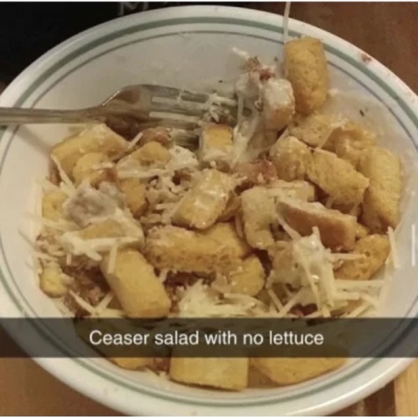vegetarian food - Ceaser salad with no lettuce