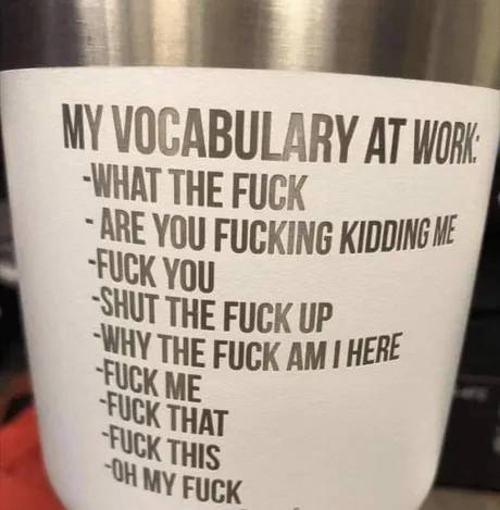 my vocabulary at work - Why The Fuck Am I Here Are You Fucking Kidding Me My Vocabulary At Work What The Fuck Fuck You Shut The Fuck Up Fuck Me Fuck That Fuck This Oh My Fuck