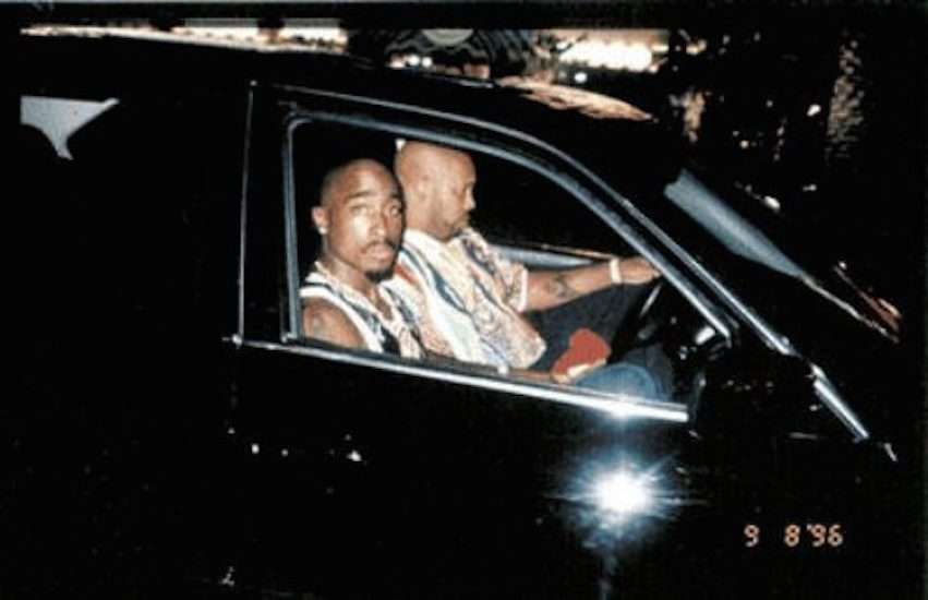 Tupac Shakur - 
Photo taken moments before he died. On September 7, 1996, Shakur was shot several time in a drive-by shooting in Las Vegas, NV.