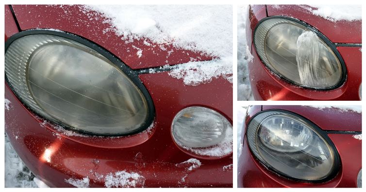 Clean your headlights with toothpaste - 
If you cannot afford the cleaning kit at the store, you can clean your headlights with toothpaste to get just as good a job done. If it cleans your teeth, it should be able to clean your car too.