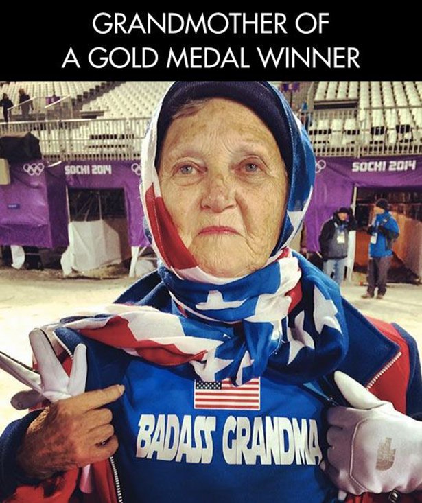 Old age - Grandmother Of A Gold Medal Winner Tetlenie Fis!! Sochi 2014 Q Sochi 2014 Badant Grandma