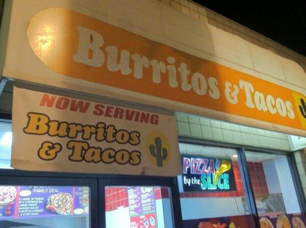 fast food - a Burritos & Tacos Now Serving Burritos & Tacos Pizza by the Family Deal Slade V Ar D Balo