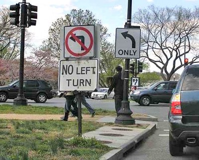 left turn sign - Only No Left Turn