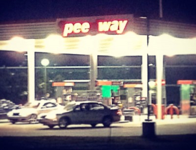 speedway sign fail - pee way