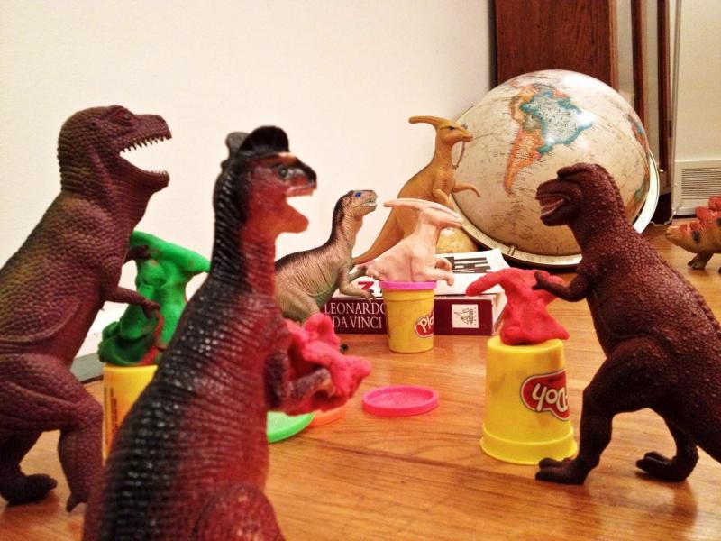 Creative Parents Bring Their Kids' Dinosaurs to Life at Night