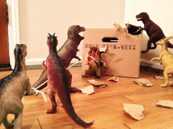 Creative Parents Bring Their Kids' Dinosaurs to Life at Night