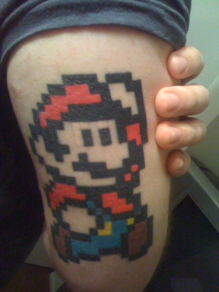 pixel mario tattoo
