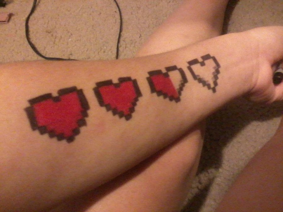 video game hearts tattoo