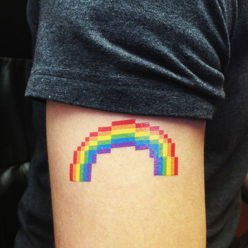 rainbow pixel tattoo