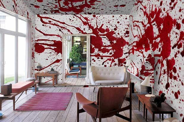 Blood spatter wall paper.. Why not?
