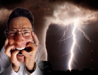Astraphobia: The fear of thunder and lightening.