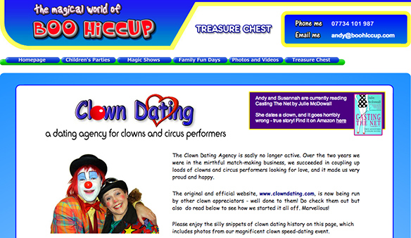 web page - the magical world of Boo Hiccup Treasure Chest Phone me 07734 101 987 Email me andy.com Homepage Children's Parties Magic Shows Family Fun Days Photos and Videos Treasure Chest Andy and Susannah are currently reading Casting The Not by Julio Mc