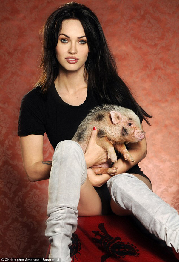 Actress Megan Fox and Piggy Smalls