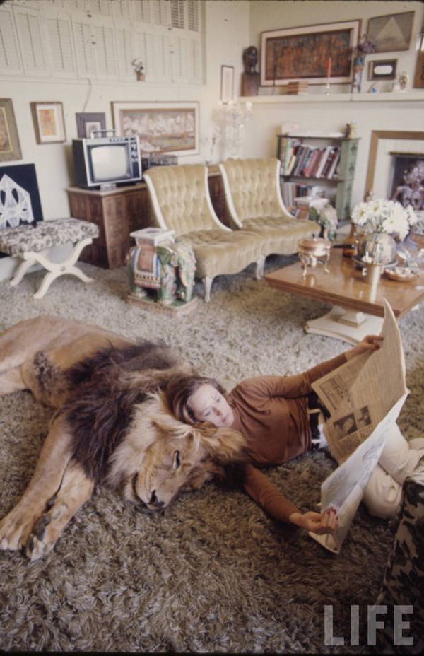 Actress Tippi Hedren with Pet Lion