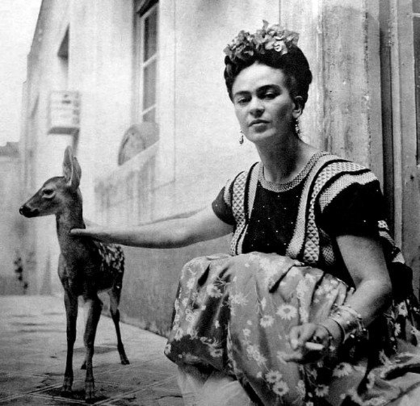 Artist Frida Kahlo and Pet Deer, Granizo